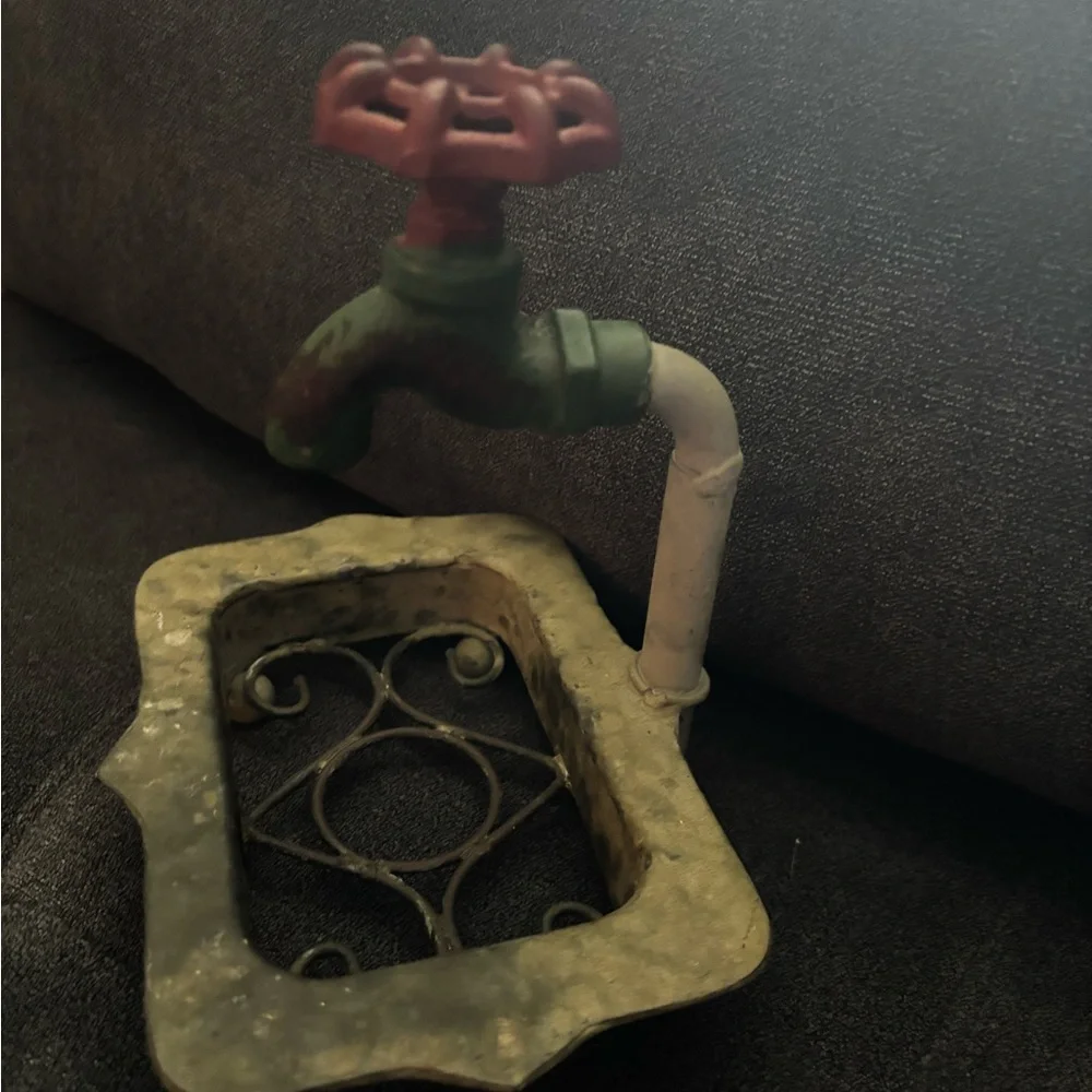 Vintage Cool Looking Metal Faucet Handle Rustic Soap Dish